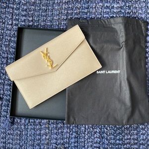 YSL POUCH MEDIUM DARK BEIGE purse bag clutch